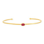 Bracelet plaqué or jonc pierre synthétique rouge 60mm - vue 1