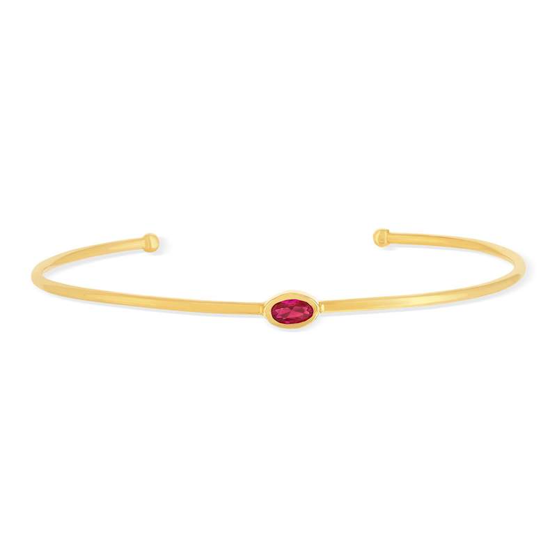 Vergulde armband met rode synthetische steen, 60 mm - afbeelding 1