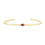 Bracelet plaqué or jonc pierre synthétique violette 60mm - vue 1