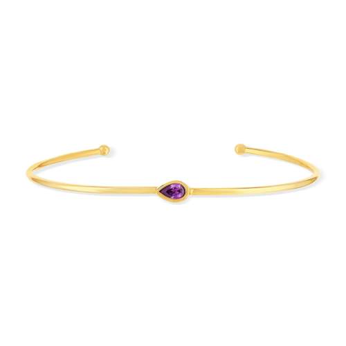 Gold-plated bangle with synthetic purple stone 60mm