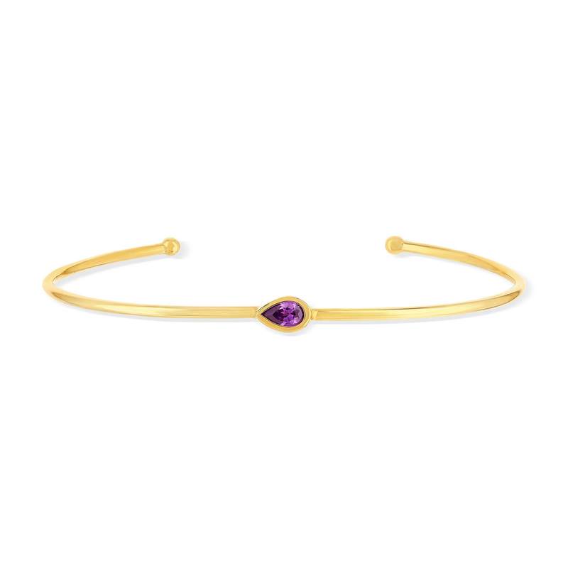 Bracelet plaqué or jonc pierre synthétique violette 60mm - vue 1