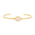 Bracelet plaqué or jonc pierre naturelle rose 60mm - vue 1