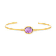 Bracelet plaqué or jonc pierre naturelle violette 60mm