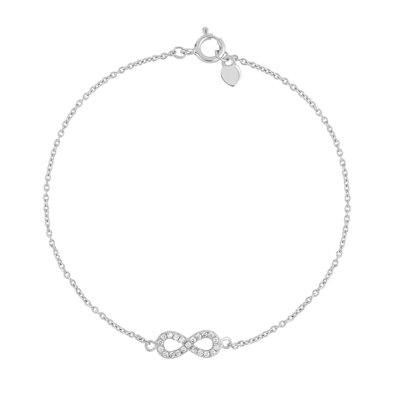 Bracelet argent 925 motif infini et zirconias 18 cm