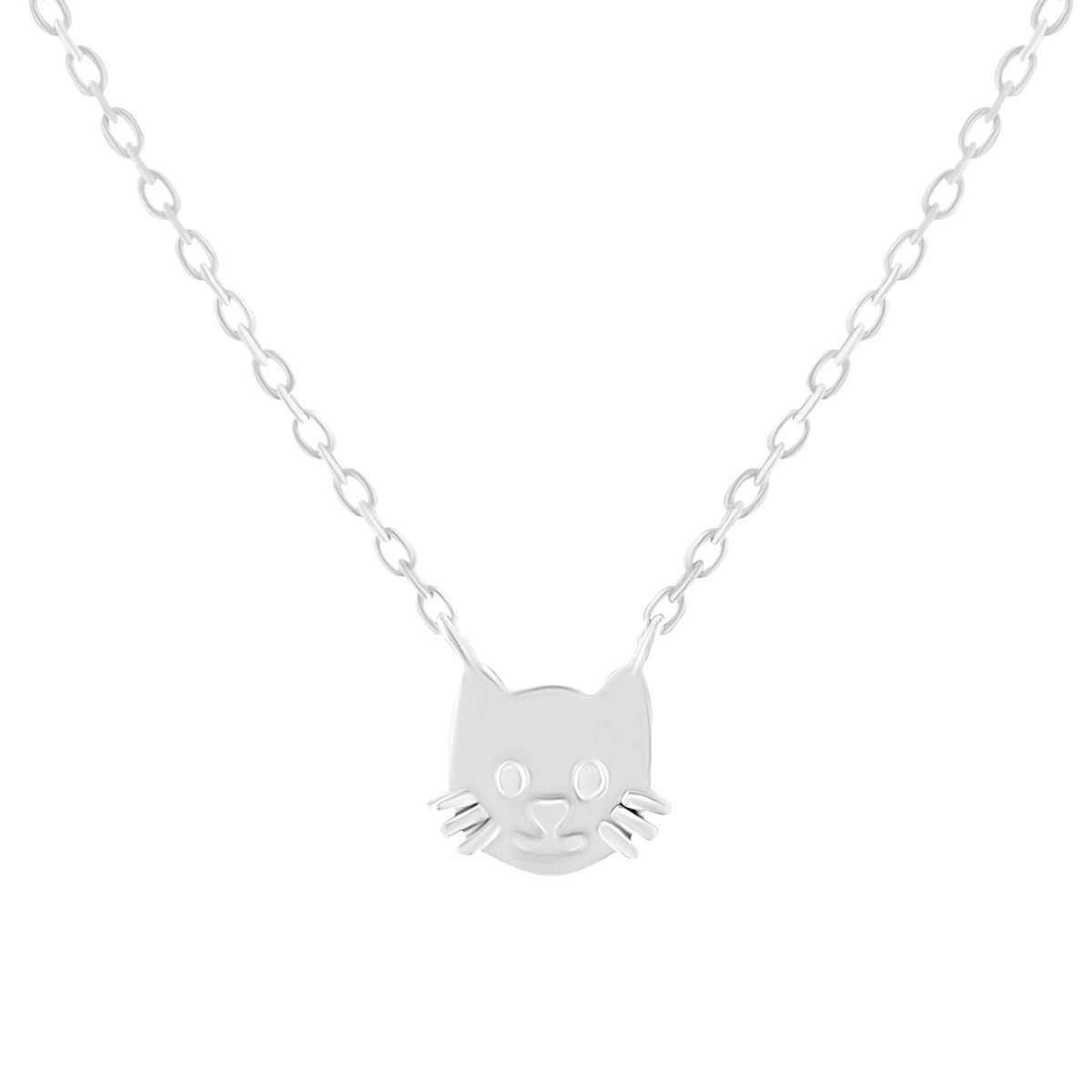 Collier argent 925 tête de chat 37cm