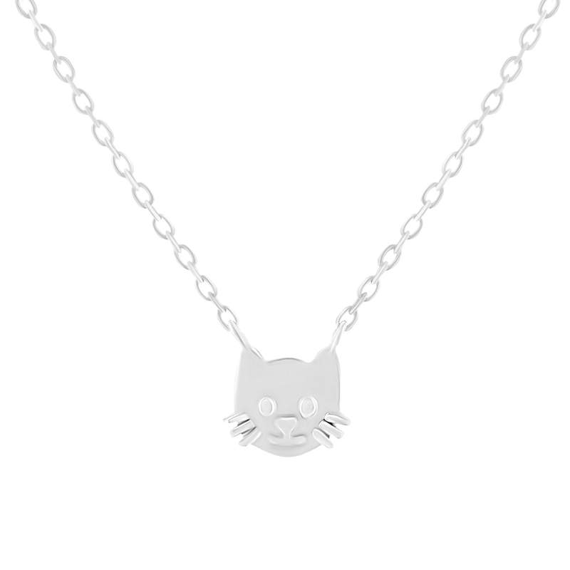 Collier argent 925 tête de chat 37cm - vue 1