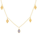 Gold-plated necklace with pendant motifs and gray synthetic stone, 45 cm - view 1