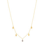 Gold-plated necklace with pendant motifs and grey synthetic stone 45 cm - view 2