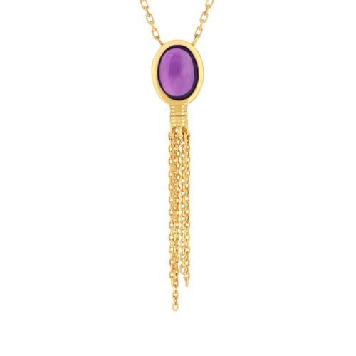 Gold-plated necklace synthetic stone violet 45 cm