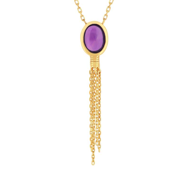 Collier plaqué or pierre synthétique violette 45 cm - vue 1