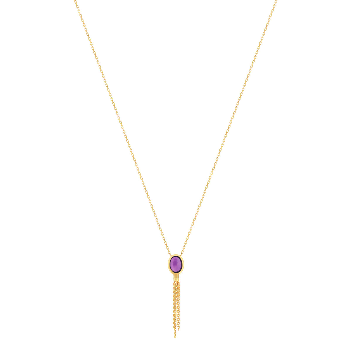 Collier plaqué or pierre synthétique violette 45 cm - vue 2