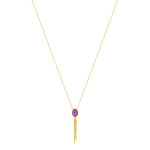 Collier plaqué or pierre synthétique violette 45 cm - vue 2