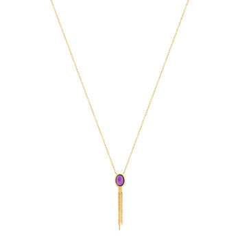 Collier plaqué or pierre synthétique violette 45 cm