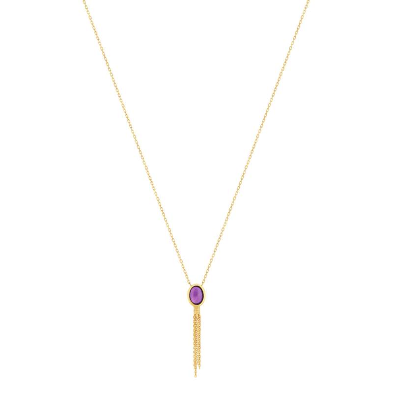 Collier plaqué or pierre synthétique violette 45 cm - vue 2