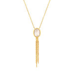 Collier plaqué or pierre synthétique rose 45 cm - vue 1