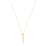 Collier plaqué or pierre synthétique rose 45 cm - vue 2