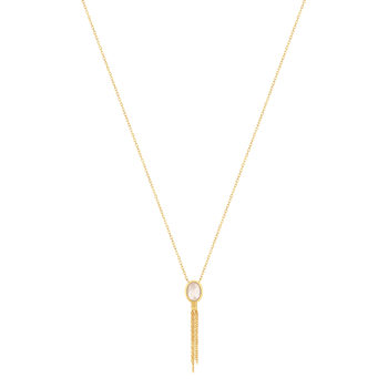 Collier plaqué or pierre synthétique rose 45 cm