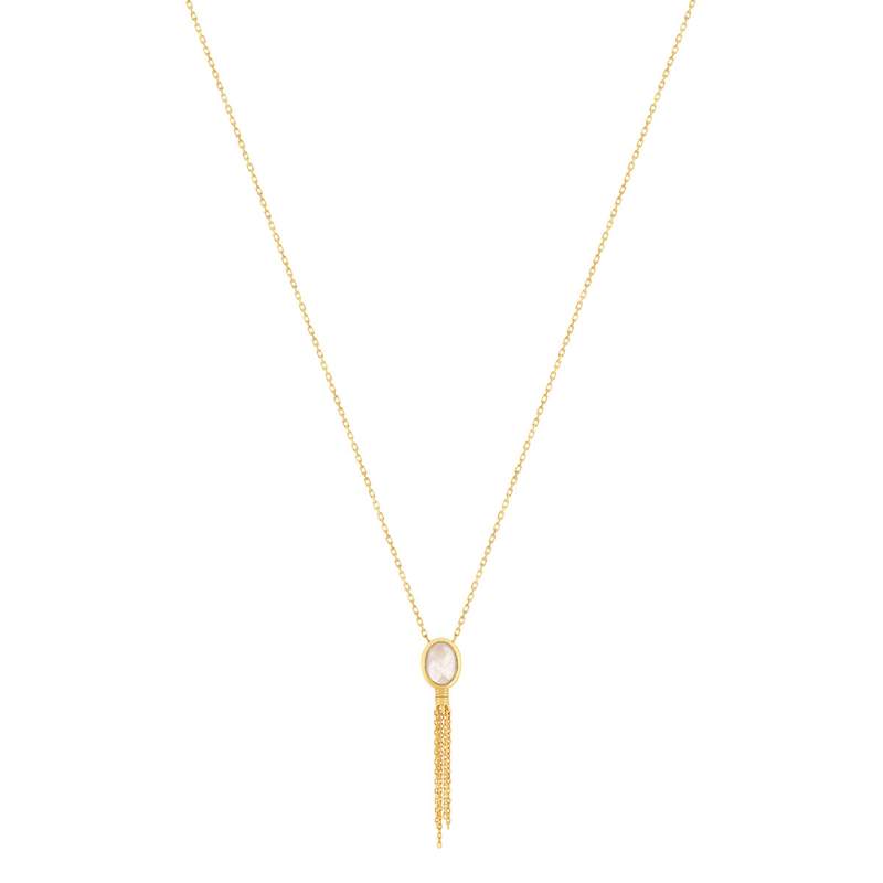 Collier plaqué or pierre synthétique rose 45 cm - vue 2