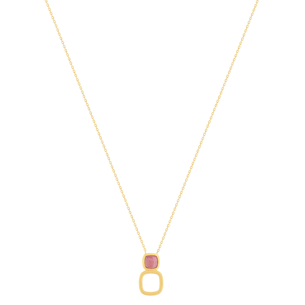 Collier plaqué or pierre synthétique rouge 45cm - vue 2