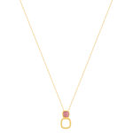 Collier plaqué or pierre synthétique rouge 45cm - vue 2