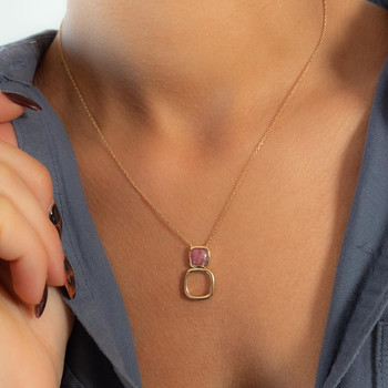 Collier plaqué or pierre synthétique rouge 45cm