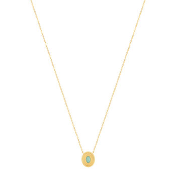 Collier plaqué or pierre synthétique verte 45cm