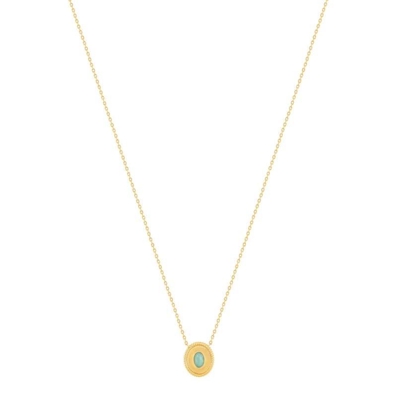 Collier plaqué or pierre synthétique verte 45cm - vue 2