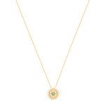 Collier plaqué or pierre synthétique verte 45cm - vue 2