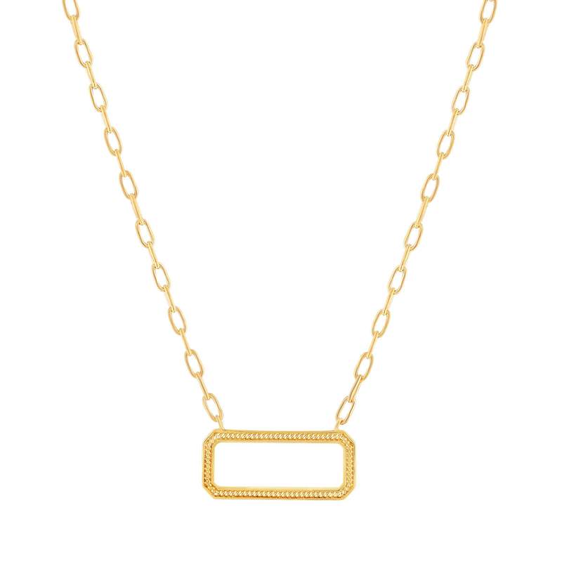 Collier plaqué or motif rectangle 45 cm - vue 1