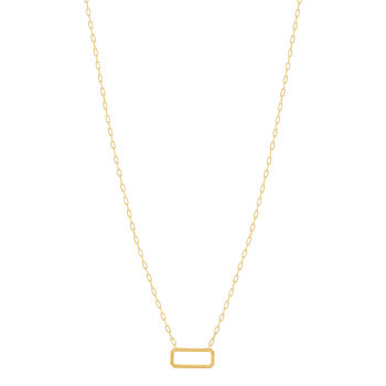 Collier plaqué or motif rectangle 45 cm