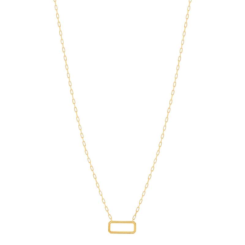 Collier plaqué or motif rectangle 45 cm - vue 2