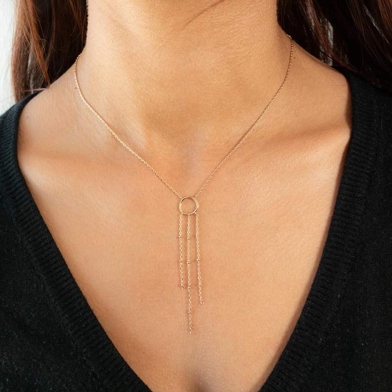 Collier plaqué or motif rond 45cm - vue porté 1