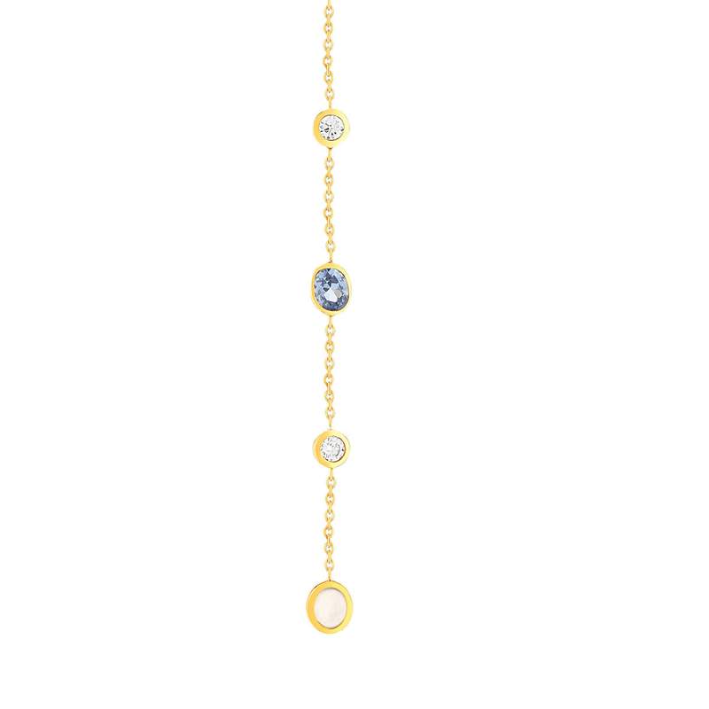 Collier plaqué or pierres synthétiques bleues et zirconias 45cm - vue 1