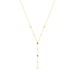 Collier plaqué or pierres synthétiques bleues et zirconias 45cm - vue 2