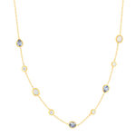 Collier plaqué or pierres synthétiques bleues et zirconias 45cm - vue 1