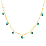 Collier plaqué or pierres synthétiques vertes 45cm - vue 1