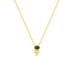Collier plaqué or pierre synthétique verte et zirconias 45cm - vue 1