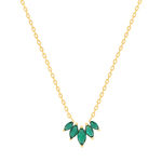 Collier plaqué or pierres synthétiques vertes 45cm - vue 1