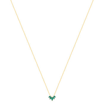 Collier plaqué or pierres synthétiques vertes 45cm