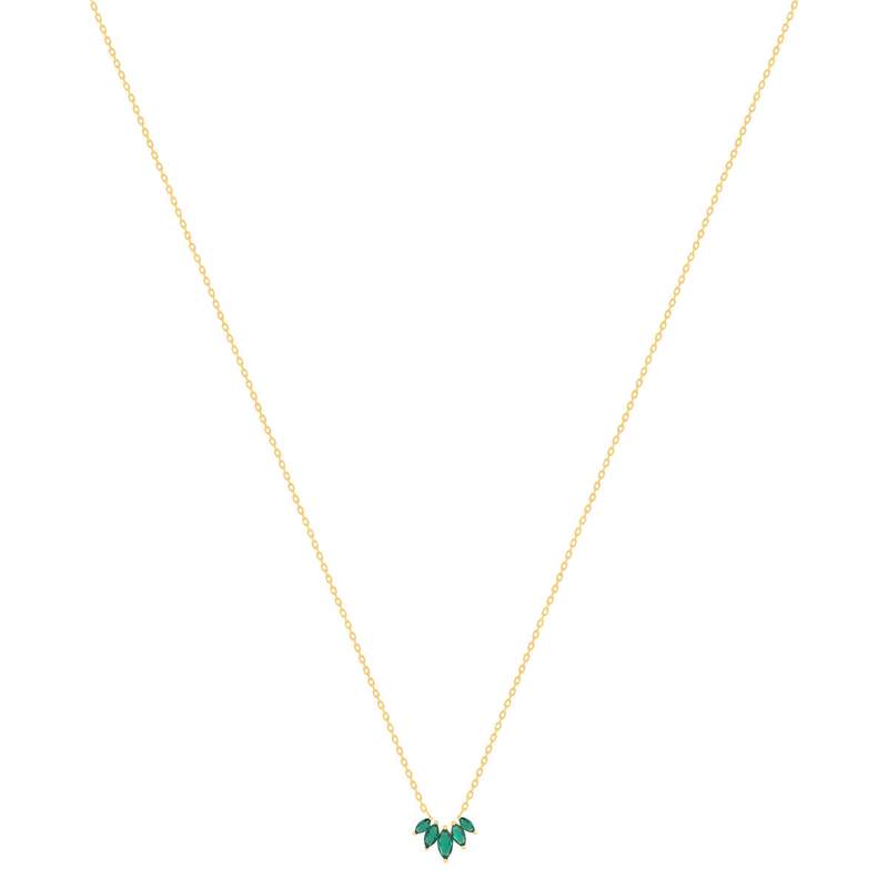 Collier plaqué or pierres synthétiques vertes 45cm - vue 2