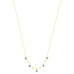 Collier plaqué or pierres synthétiques vertes et zirconias 45cm - vue 2