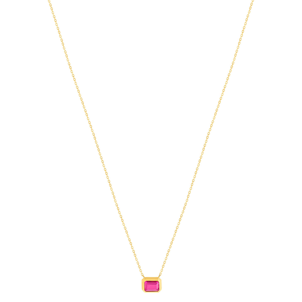 Collier plaqué or pierre synthétique rose 45cm - vue 2