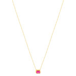 Collier plaqué or pierre synthétique rose 45cm - vue 2