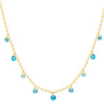Collier plaqué or pierres synthétiques bleues 45cm - vue 1