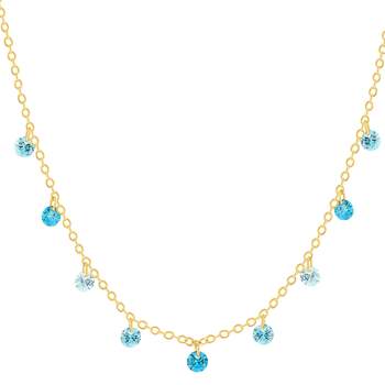 Gold-plated necklace synthetic blue stones 45cm