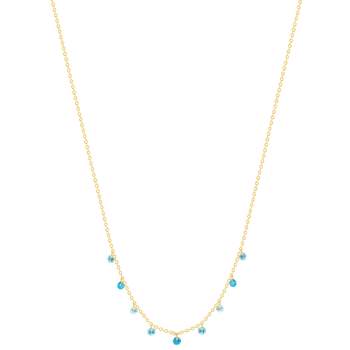Gold-plated necklace synthetic blue stones 45cm