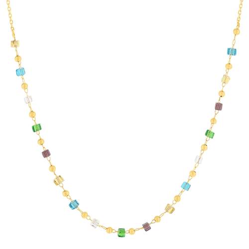 Necklace gold-plated multicolored synthetic stones 45cm
