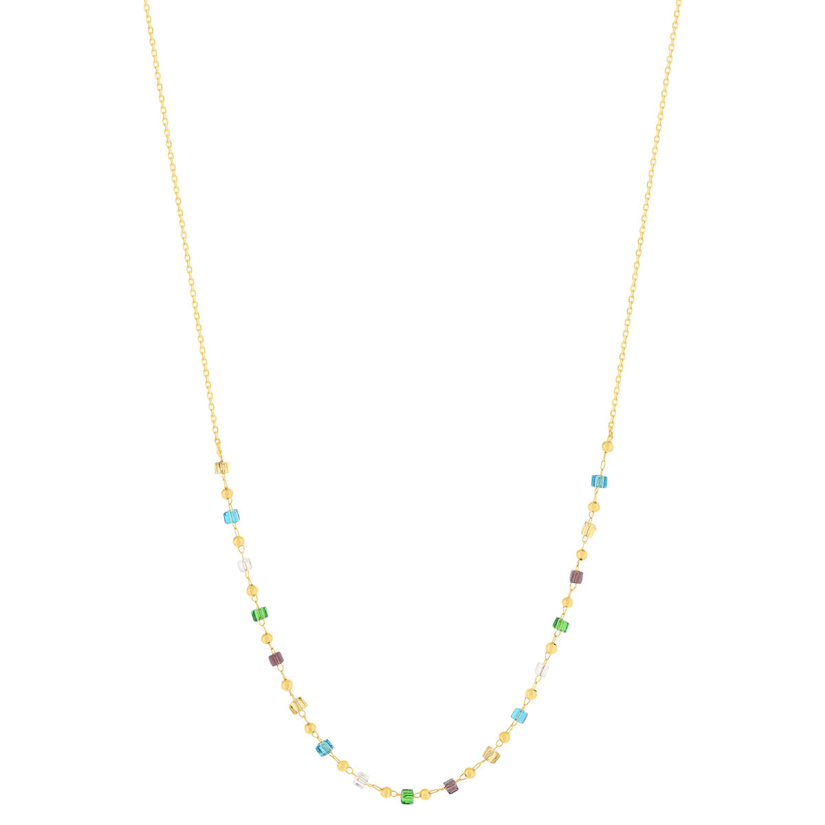 Collier plaqué or pierres synthétiques multicolores 45cm - vue 2