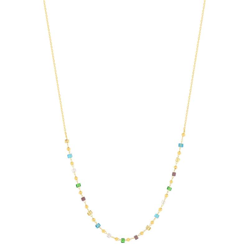 Collier plaqué or pierres synthétiques multicolores 45cm - vue 2