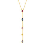 Collier plaqué or pierres synthétiques multicolores 45cm - vue 1